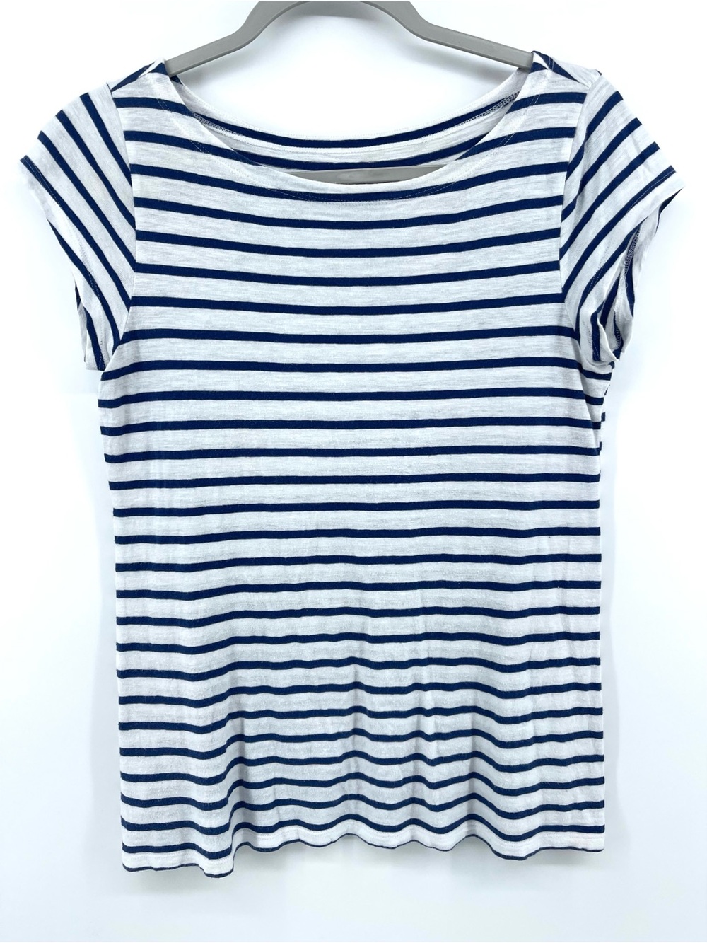 Eileen Fisher Navy and White Striped Short Sleeve Tee